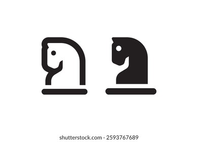 Chess knight piece icon black and white Vector
