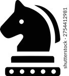 Chess Knight Piece Icon – Strategy Board Game Vector Illustration