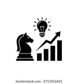 Chess knight with rising bar chart symbolizing strategic growth