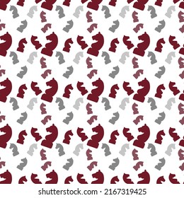Chess knight seamless pattern. Black and white vector illustration.