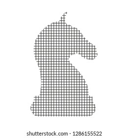 Chess knight sign, black on a white background, squares, vector