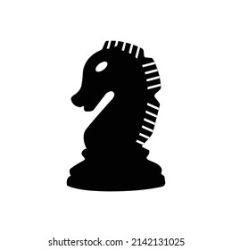 Chess Knight Silhouette. Horse Chess Black and White Icon Design Element on Isolated White Background