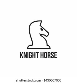 Chess Knight simple line icon on white background