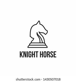 Chess Knight simple line icon on white background