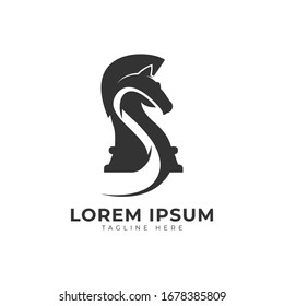 Chess Knight Strategy with Abstract Letter S Logo Vector Icon Illustration