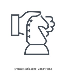 Chess knight, strategy icon suitable for info graphics, websites and print media and  interfaces. Line vector icon.