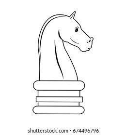 Chess knight, strategy icon suitable for info graphics, websites and print media and interfaces. Hand drawn style, line, vector icon.