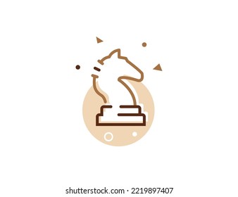 Chess Knight Stroke Line Icon, Chess Knight Vector Illustration
