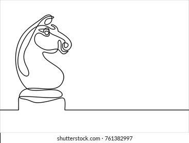 Chess knight vector -continuous line drawing 