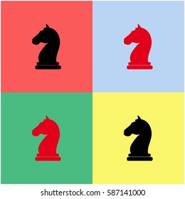 Chess knight vector  icon.