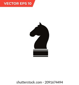 Chess Knight Vector Icon. Black Knight Horse Icon.Chess Figure