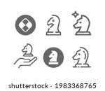 Chess knight vector icon set. Game, strategy