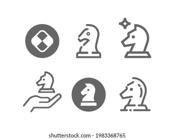 Chess knight vector icon set. Game, strategy