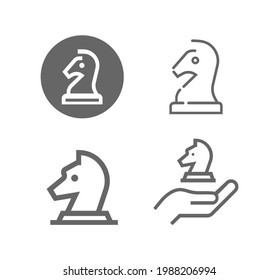 Juego de iconos de vector knight de ajedrez