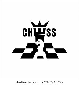 Chess Knight vector logo design with rook and king.