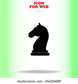 Chess knight web icon. Black illustration on white background
