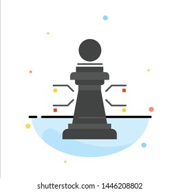 Chess, Laptop, Strategy, Game Abstract Flat Color Icon Template