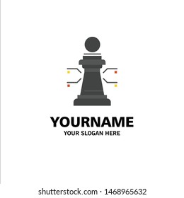 Chess, Laptop, Strategy, Game Business Logo Template. Flat Color. Vector Icon Template background