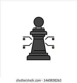 Chess, Laptop, Strategy, Game  Flat Color Icon. Vector icon banner Template. Vector Icon Template background