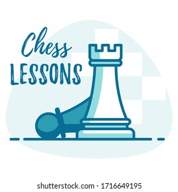Chess lessons vector concept. Template for Chess club or Chess school.