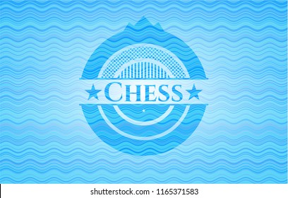 Chess light blue water emblem background.