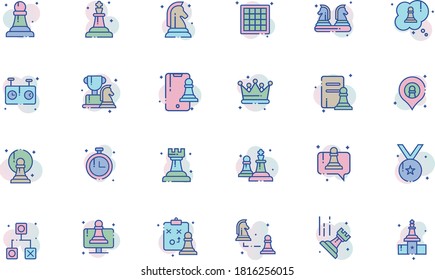 Chess Line Color Icon Pack - All elements on this template are editable with vector software