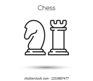 Chess line icon. Board game strategy sign. Knight and rook chess piece symbol. Illustration for web and mobile app. Line style chess game icon. Editable stroke business management strategy. Vector