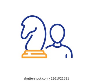 Chess line icon. Business strategy sign. Tactic board game symbol. Colorful thin line outline concept. Linear style chess icon. Editable stroke. Vector