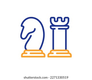 Chess line icon. Business strategy sign. Tactic board game symbol. Colorful thin line outline concept. Linear style chess icon. Editable stroke. Vector