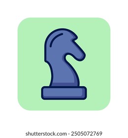 Chess line icon. Knight figure on green background. Sport concept. Vector illustration can be used for topics like sport, active lifestyle, chess, games