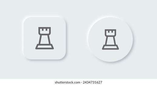 Chess line icon in neomorphic design style. Board game signs vector illustration.