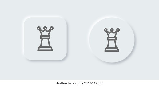 Chess line icon in neomorphic design style. Board game signs vector illustration.
