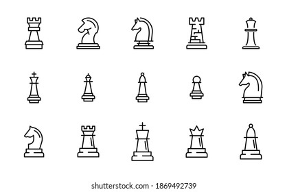 Chess line icon set. Collection of vector symbol in trendy flat style on white background. Web sings for design.