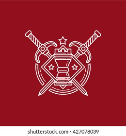 Chess line logo vector