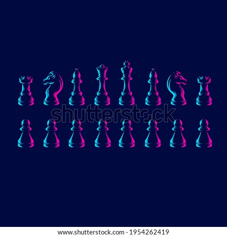 Chess line pop art potrait logo colorful design with dark background. Abstract vector illustration. Isolated black background for t-shirt, poster, clothing, merch, apparel, badge design