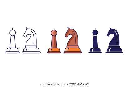 chess line and solid illustration icon