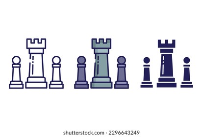 Chess line and solid illustration icon