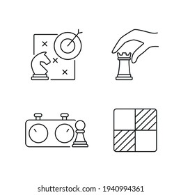 Chess linear icon set. Traditional intellectual board game thin line customizable illustrations. Contour symbols. vector Figure isolated outline drawings. Editable stroke