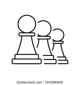 Chess linear icon. Traditional intellectual board game thin line customizable illustration. Contour symbol. Pawn figures vector isolated outline drawing. Editable stroke