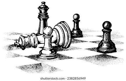 Chess, logic, party, game, drawing by hand, without the use of artificial intelligence