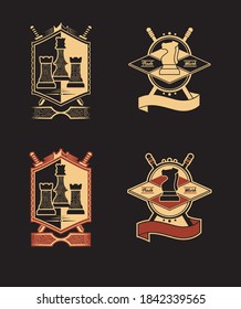 Chess logo badges emblem design vector illustration