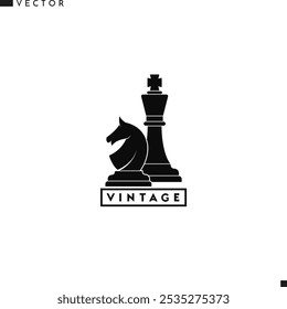Chess logo. Board game vector