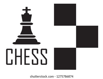 Chess Logo Concept with Checkerboard. Chess Vector Illustration. Black Chess Icons.