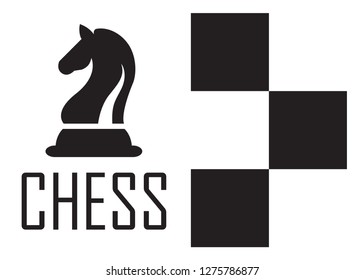 Chess Logo Concept with Checkerboard. Chess Vector Illustration. Black Chess Icons.