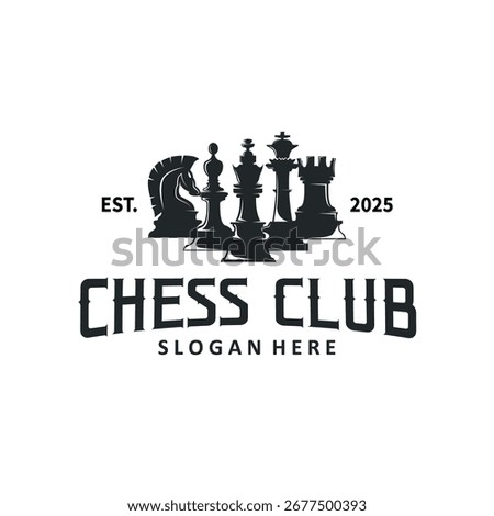 chess logo concept vintage retro game design miniature chess pawn design, silhouette concept symbol icon illustration vector and icon