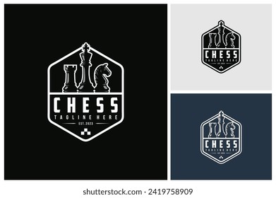 Chess logo design for championship, tournament, chess club, business card, vector Illustration