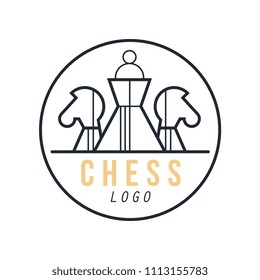 Chess logo, design element for tournament, sports club, business card vector Illustration