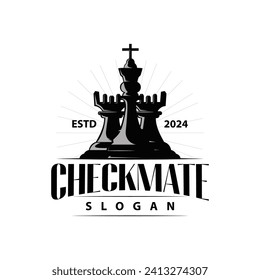 Chess logo design sport game retro vintage chess pieces minimalist black silhouette illustration