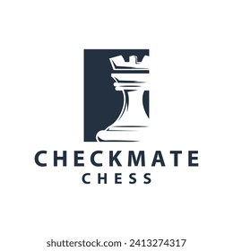 Chess logo design sport game retro vintage chess pieces minimalist black silhouette illustration