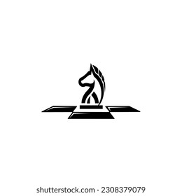 chess logo design stock and illustration. Black Chess Knight Horse Stallion Statue Sculpture silhouette logo design